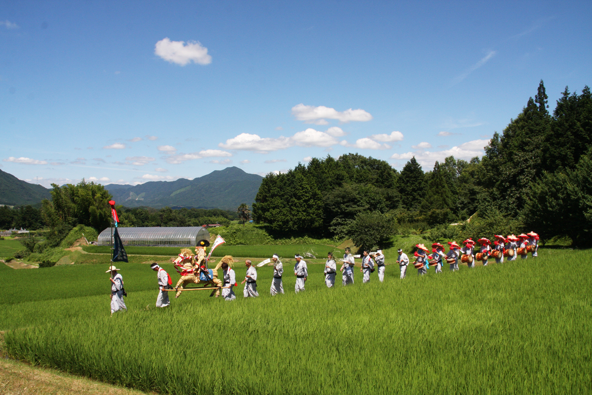 写真:鹿子原の虫送り踊りの様子